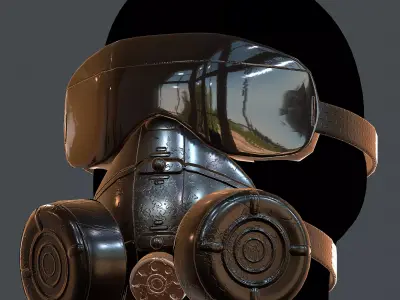 Gas mask helmet 3d model scifi Low-poly  Low-poly 3D model