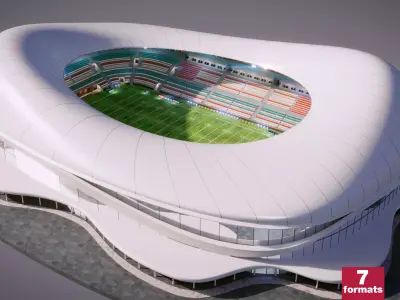 Modular  American Football Stadium Exterior Interior Props  3D model