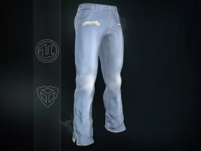 Light Blue Ripped Jeans Low-poly 3D model