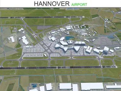 Hannover Airport 10km Low-poly 3D model