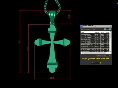 Light Gold 18K Cross Pendant 2CP073 3D print model