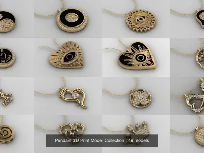 Pendant 3D Print Model Collection with moon and stars 3D Model Pack