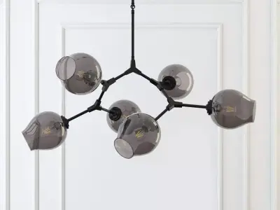 Chandelier branching bubble chandelier 6 black 3D model