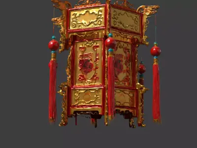 Chinese Palace Lantern figure Low-poly 3D model