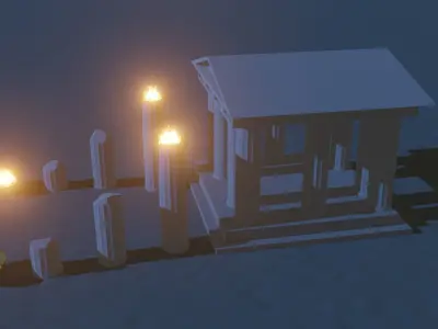 Greek-style temple Low Poly Low-poly 3D model