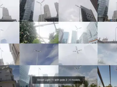 Street Light 11 with pole 2 3D Model Pack