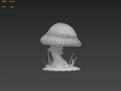 Stylish Cartoon Mushroom Low-poly 3D model