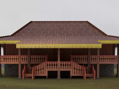 Traditional Houses - Rumah Nuwo Sesat Low-poly 3D model
