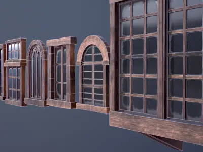Medieval Windows Pack Low-poly Game-ready Low-poly 3D model