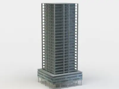 Apartment building Low-poly 3D model 2
