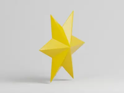 Star simple 6 pointed cartoon icon symbol Low-poly 3D model