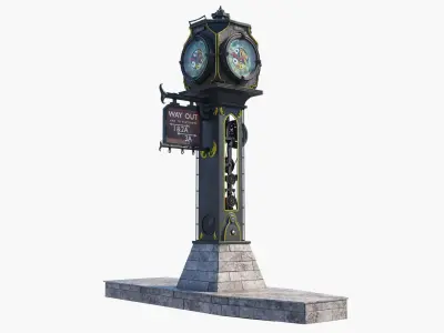 Steampunk Watch Low-poly 3D model