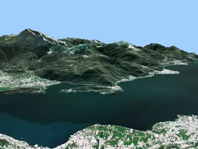 Mountain landscape and city Colico Italy 3D model