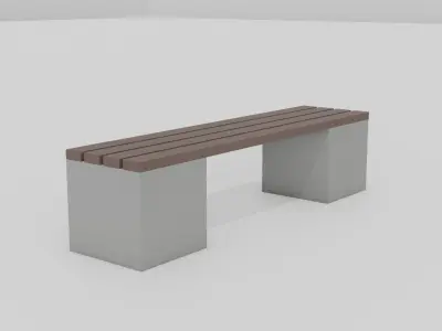 Outdoor Wooden Bench 5 Low-poly 3D model