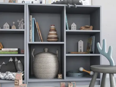 A large set of decor for a nursery in calm colors 3D model