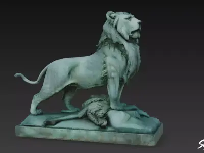 Lion Statue V41 Low-poly 3D model