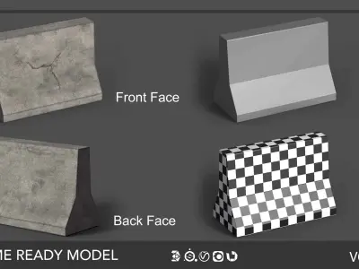 10 Newjersey Barriers Low-poly 3D model