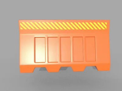 Barrier orange with stripe 3D model