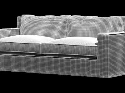restoration hardware beige capri slipcovered sofa 3D model