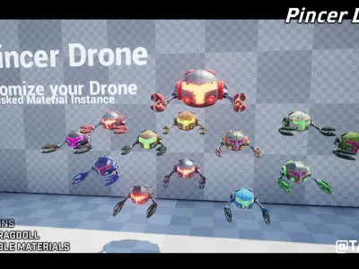 Pincer Drone - Customizable Drone Low-poly 3D model