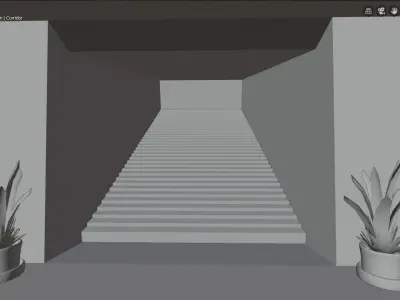 Corridor hallway with wooden flooring and lighting Free 3D model