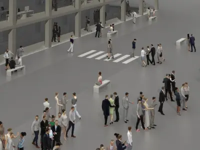 3D PEOPLE CROWDS- OFFICE BUILDING - ULTIMATE SPEED SOLUTION Low-poly 3D model