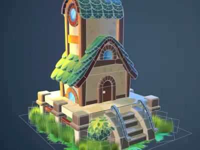 Stylized house Low-poly 3D model purchase