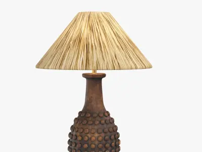 Terracotta Base Raffia Shade Table Lamp 3D model