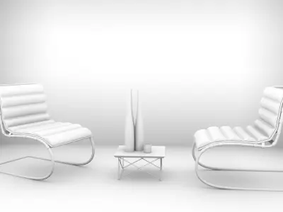 Living Lounge Set Low-poly 3D model