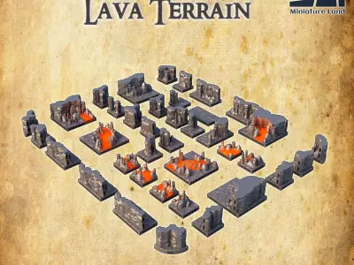 Openlock Lava Terrain  Tabletop Terrain 28 MM 3D print model