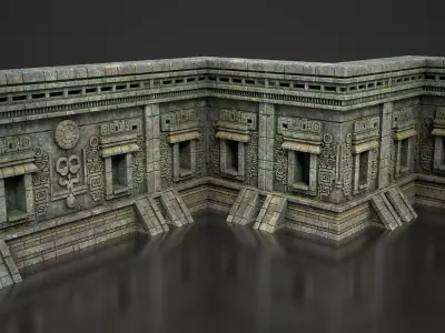 Mayan Temple Wall Modulars 06 250726 Low-poly 3D model