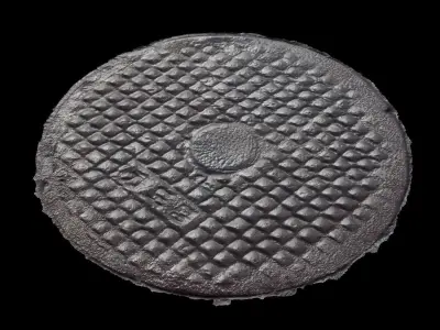 Korean style 7 manhole set 3D model