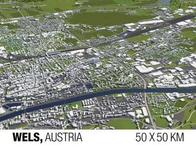 Wels Austria 50x50km 3D model