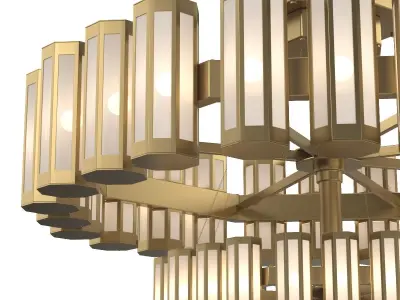 Bronze and Glass Modern Chandelier 3D model