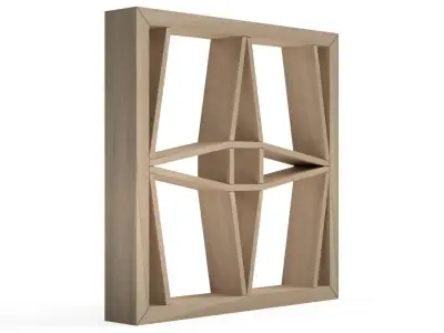 Matsubakuzushi wooden window frame with geometric design 3D print model