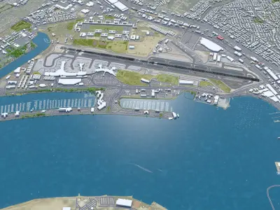 San Diego Airport 10km Low-poly 3D model