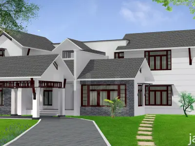 HOME 9 house with two windows and roof 3D model