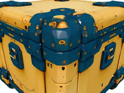 SciFi Futuristic Yellow Storage Crate Low-poly 3D model