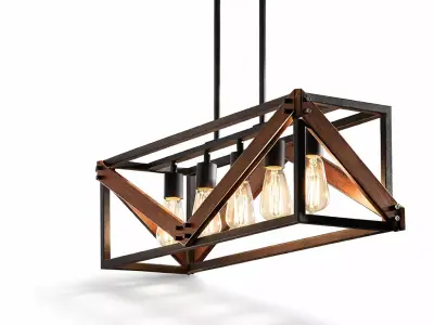 Farmhouse 5-Light Linear Cage Pendant Light Low-poly 3D model