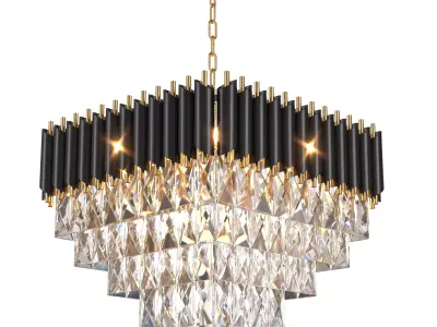 Black Gold Square Crystal Ceiling 3D model