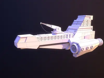 Industrial Spaceship Low-poly 3D model