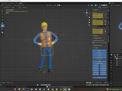 Male Cartoon Worker Builder Character Illustration Low-poly 3D model