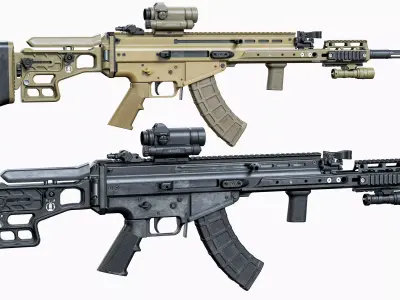 Modular tactical MK17 MOD0 FN SCAR-H Low-poly 3D model