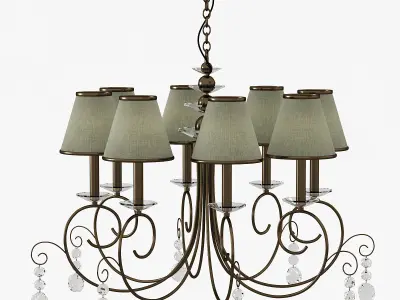 Chandelier with five lamps and crystals 3D model