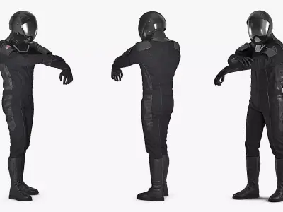 Sci-Fi Space Suit Black Rigged for Cinema 4D 3D model