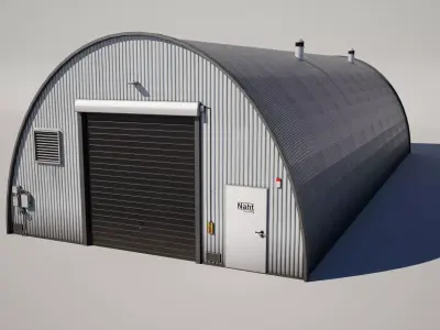 Industrial Hangar Building Low-poly 3D model