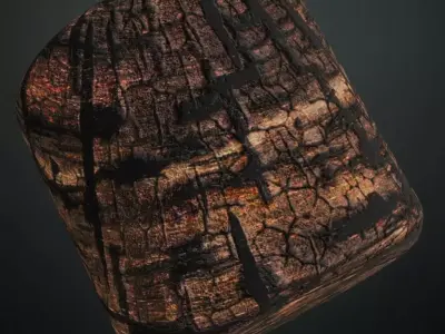 Charred Burnt Wood Bark PBR Seamless Texture