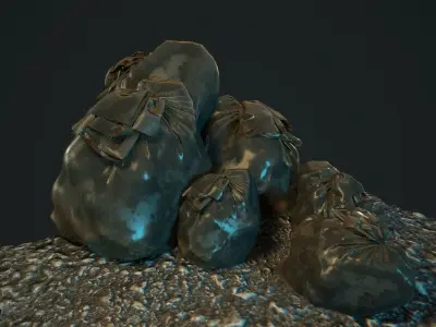 Trash bag 1 pcs game ready  PBR Low-poly 3D model