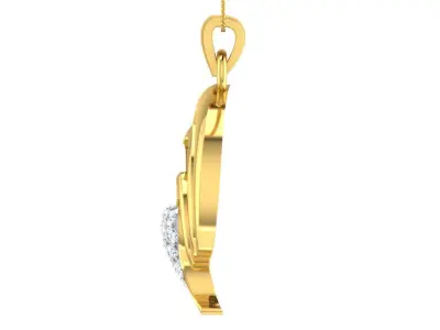 light weight yellow gold  diamond pendent -ZA PN 2107-B Charms62 3D print model
