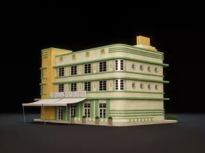 MIAMI VICE CITY ART DECO BUILDING 3 Low-poly 3D model